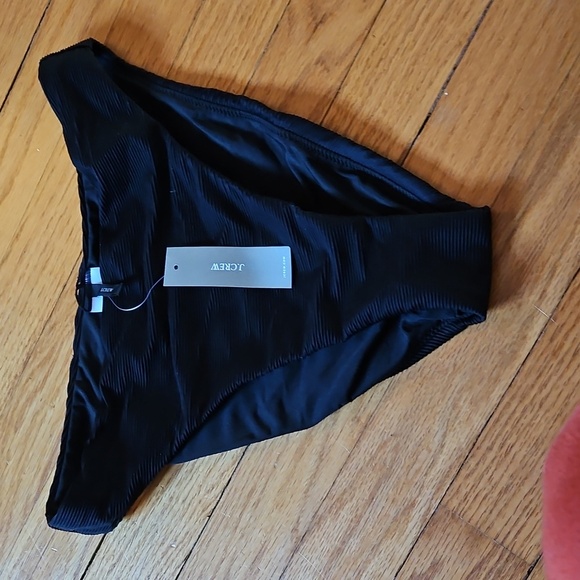 J Crew Black Textured Bikini Bottom, Brand New With Tags & Liner, Sz S - Picture 1 of 5